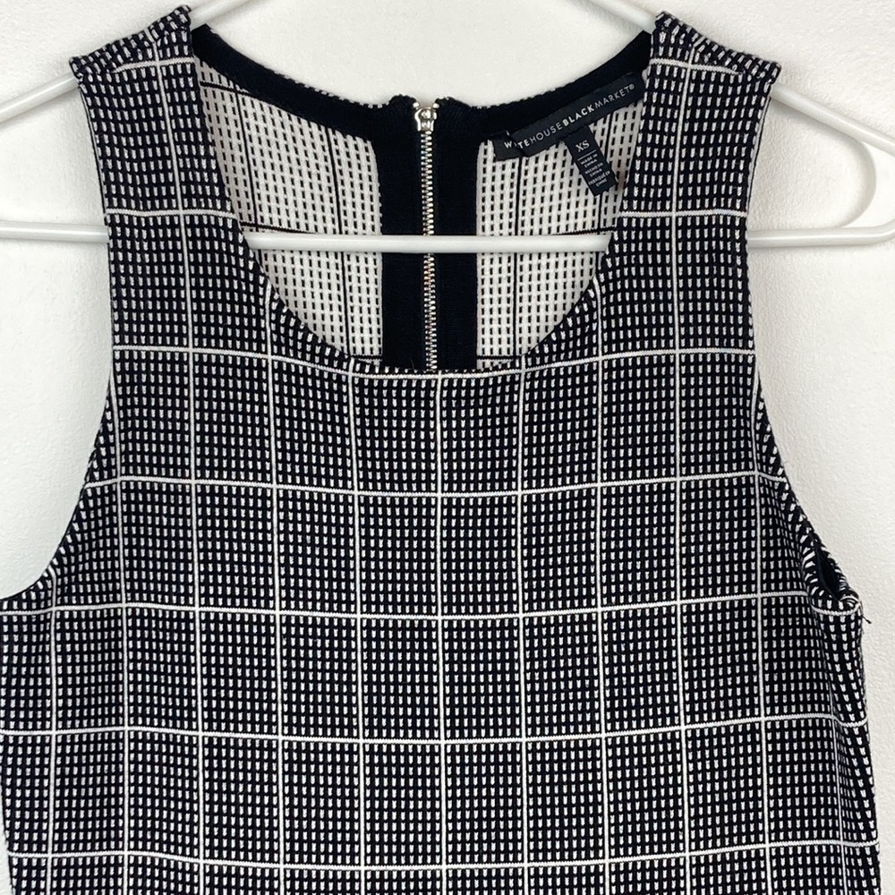 WHBM Windowpane Knit Sweater Bodice Top in Black/Ecru - Picture 8 of 15
